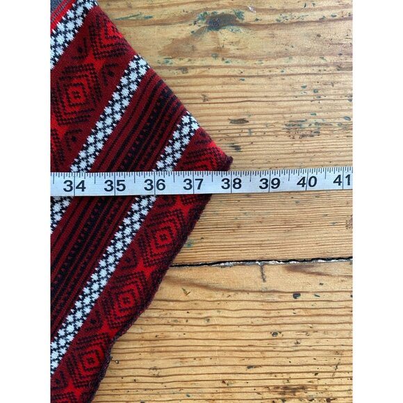 Le Moda Black Poncho With Red & Gray Knit Trim Asymmetrical Style One Size - Picture 7 of 8